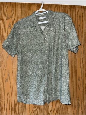 Sonoma Short-Sleeve Button-Down Shirt in Olive Speckle